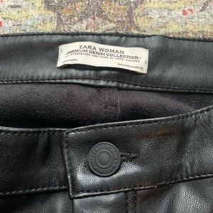 Zara Vegan Leather Moto Jeans